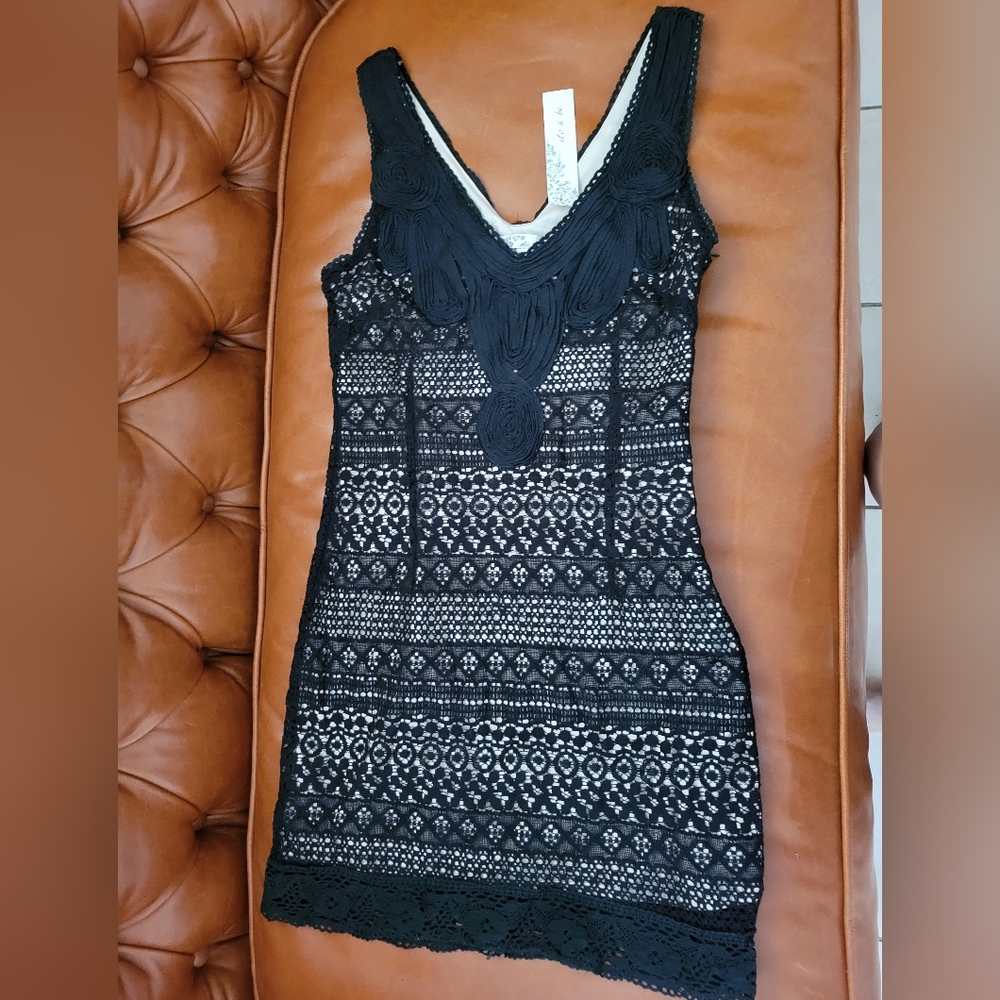 Zara Black Patterned Mini Dress